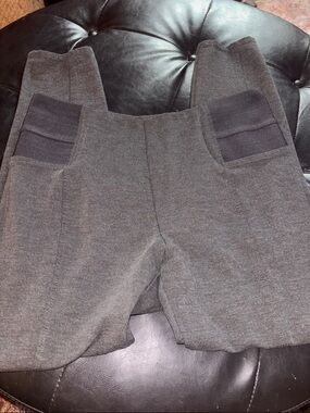Stretch Knit Pants with Ribbed Panels - Charcoal Gray
